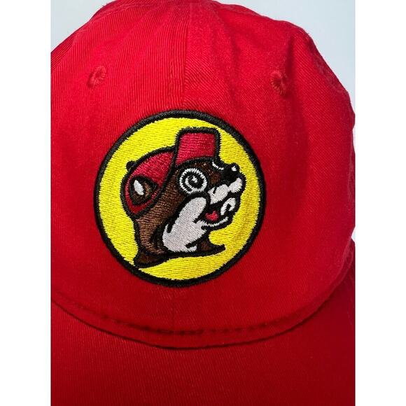 Buc-ee's Beaver Patch Ball Cap, Red & Yellow, Adjustable, Mascot - Picture 2 of 7